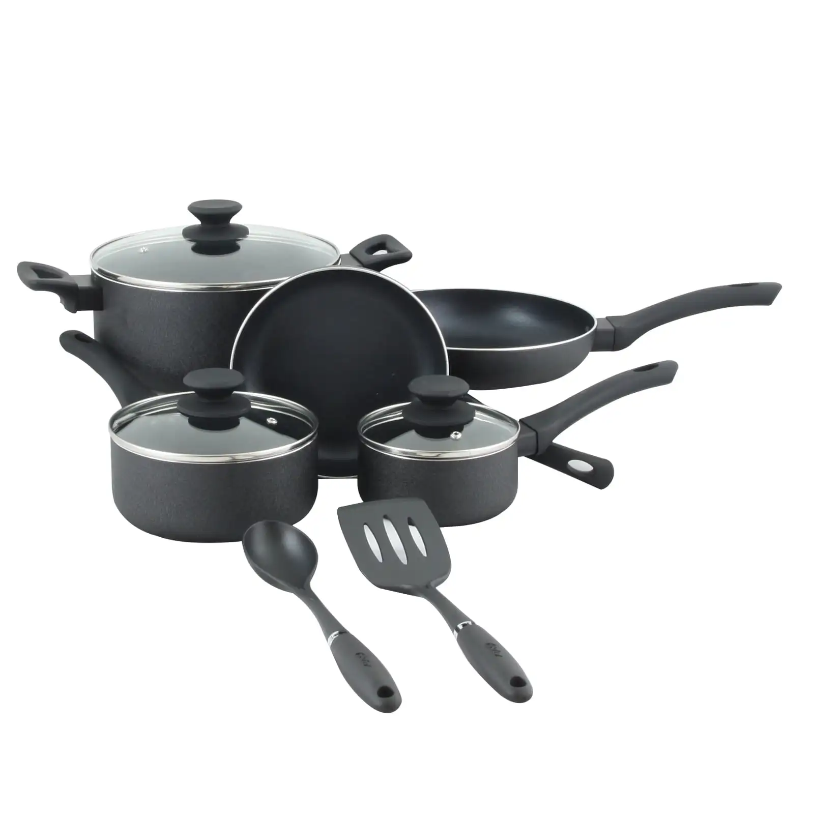 

Ashford 10 piece Aluminum Nonstick Cookware Set in Black with Bakelite Handle