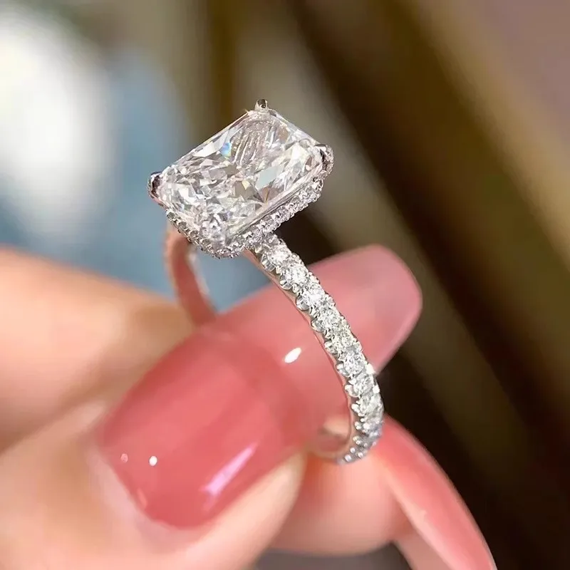 Фото Сияющий цвет D 1 2 3Ct IGI Lab Растущее кольцо с бриллиантом из твердого белого золота 9 карат Обручальное кольцо Заводское индивидуальное обручальное кольцо №4