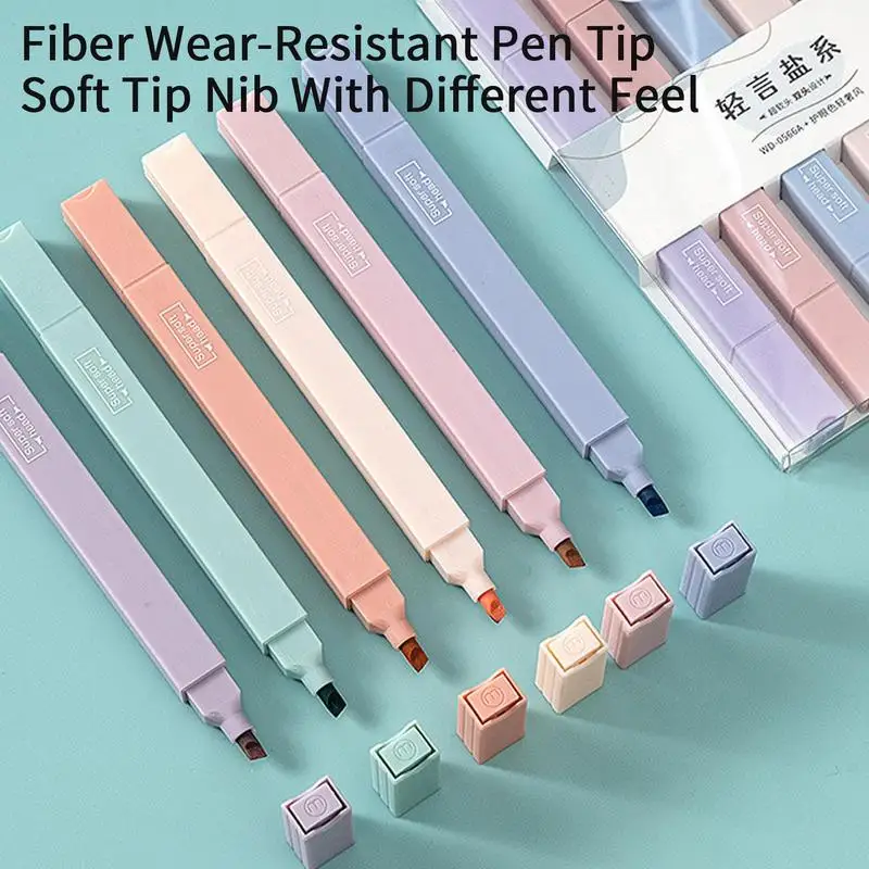 S Double End Book Highlighters No Bleed 6 Pieces Cute Aesthe