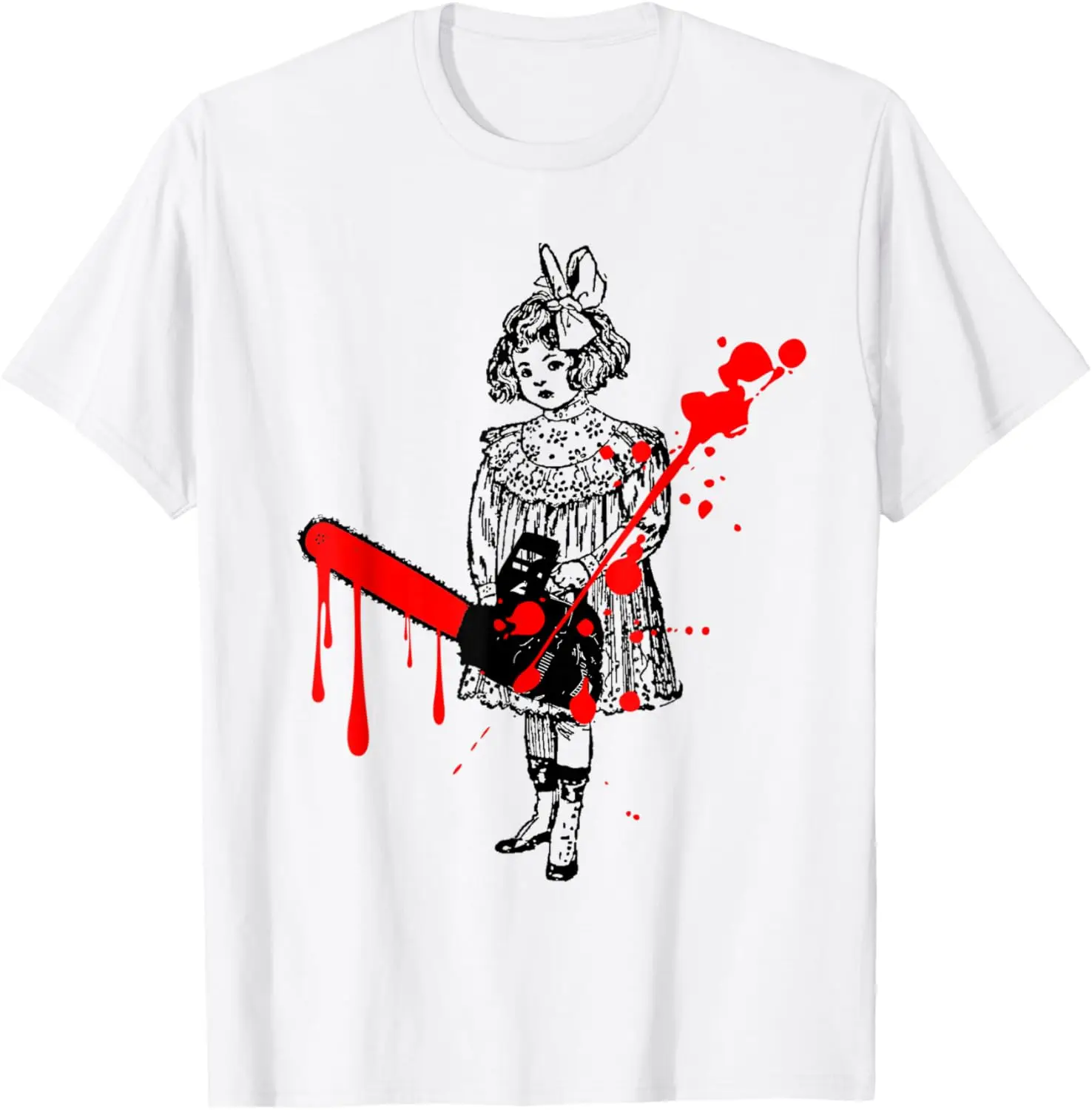 Бензопила Девушка Панк Рок Гот Ужасы Вентилятор Хэллоуин Винтаж Футболка