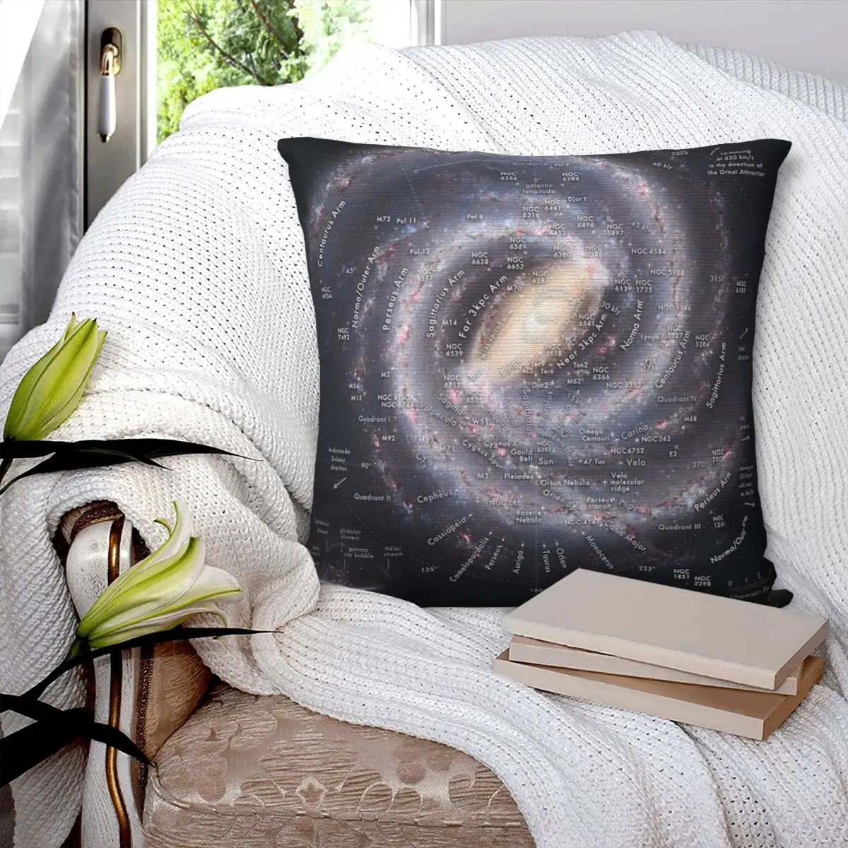 Чехол для подушки на молнии с изображением карточки Галактики