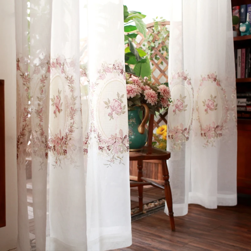 

Customized Rose Curtains for Living Dining Room Bedroom In Northern Europe and America Window Kitchen Garden Balcony White Yarn