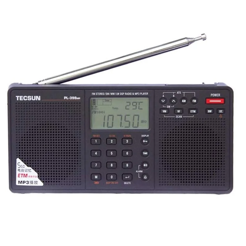 

PL-398MP Stereo Radio FM Portable Full Band Digital Tuning ETM ATS DSP Dual Speakers Receiver MP3 Player Support TF Card