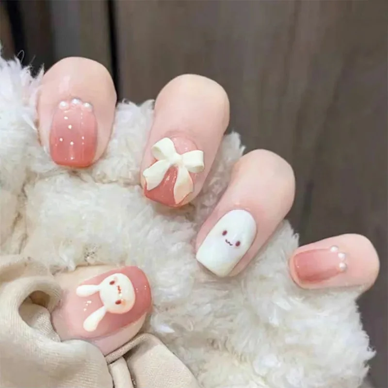 

24pcs Natural Nude Pink Nails Decals Ins Translucency Gentle Dark False Nails Artificial Nails Full Cover Wearable