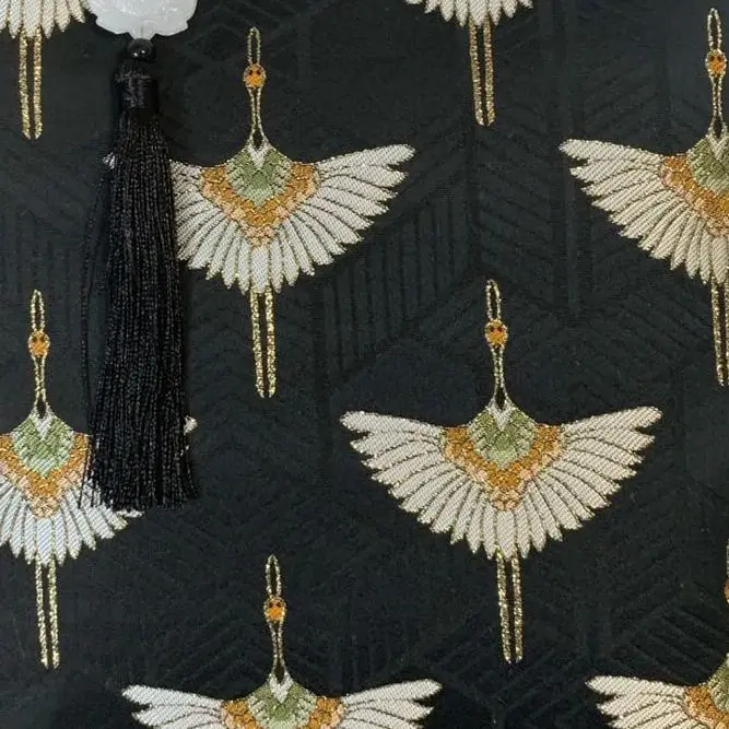 ОЧЕНЬ В ВИНТАЖНОЙ жаккардовой ткани Черный золотой журавль металлический каркас