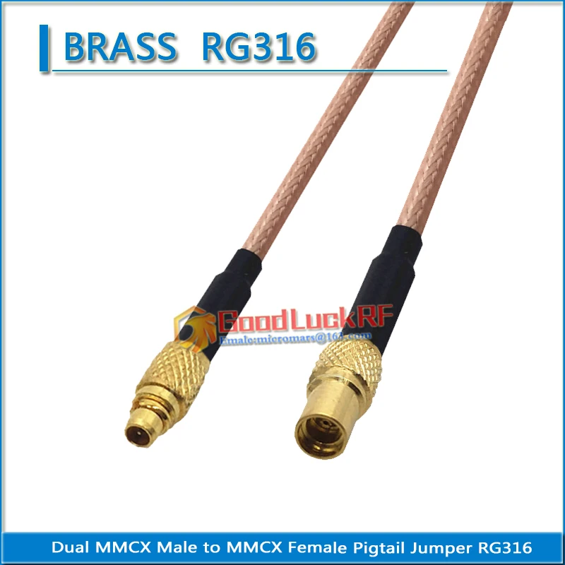 

Dual MMCX Male to MMCX Female Plug Pigtail Jumper RG316 extend Cable Low Loss 50 ohm Brass