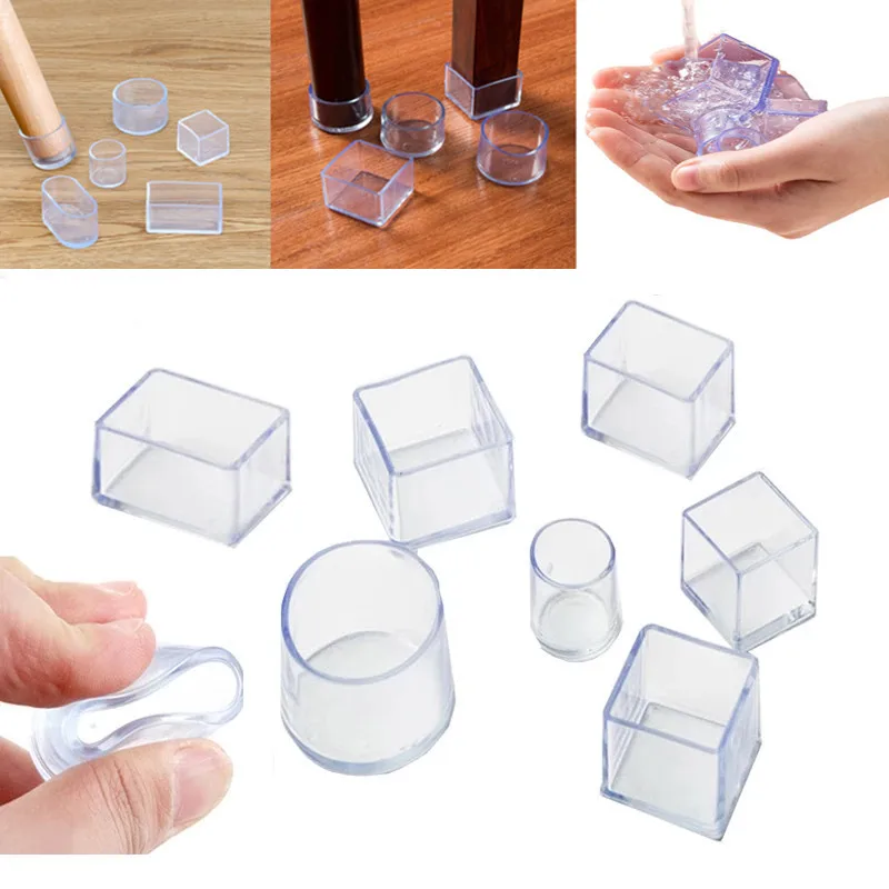 16 Упаковок Прозрачные Резиновые Колпачки Для Мебельных Ножек Нескользящие