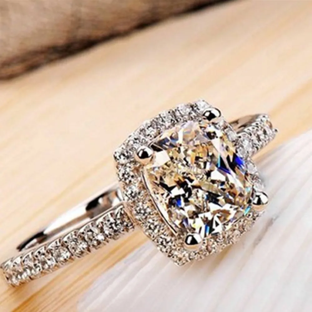 

Big Cubic Zircon Rings for Women Wedding Anniversary Gift Engagement Rings Noble Female Party Ring Gifts for Her Luxry Jewelry