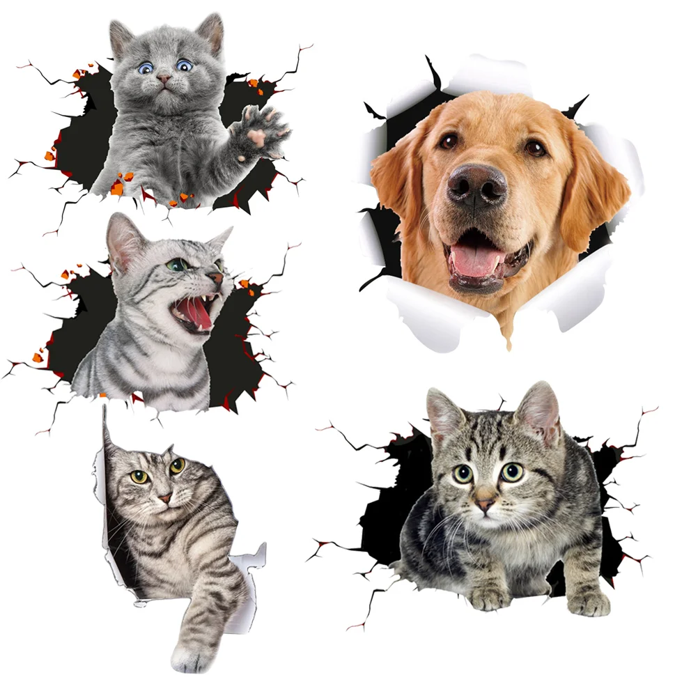 

5pcs Car Sticker Cute Dog Car-styling Cat 3D Simulation Decal for Motorcycle Car