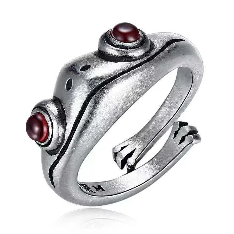 

Creative Retro Silver Frog Toad Animal Rings For woman man Creative Design Adjustable Multi-Style Ring Set Decoration Wholesale