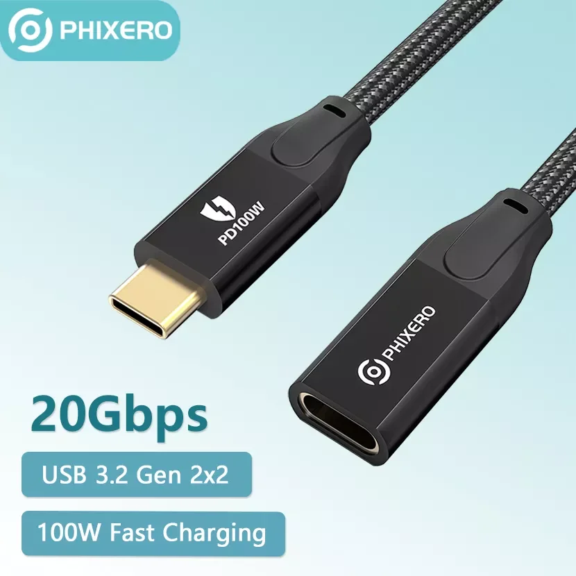 

NEW2023 USB-C to USB-C Extension Cable Charging Wire Type C Extend Kabel 90 Degree Right Angle Male Female Extensor Charge Line