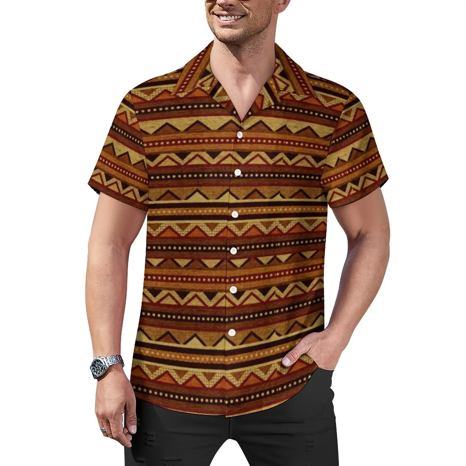 

African Print Casual Shirt Colorful Vintage Beach Loose Shirt Hawaii Streetwear Blouses Short-Sleeve Graphic Oversized Clothing
