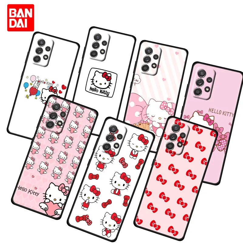 

Hello Kitty Cartoon Case for Samsung Galaxy A03 A13 A31 A50 A51 A52 A30 A70 A71 A32 Note 20 Ultra 5G Cover Black Silicone