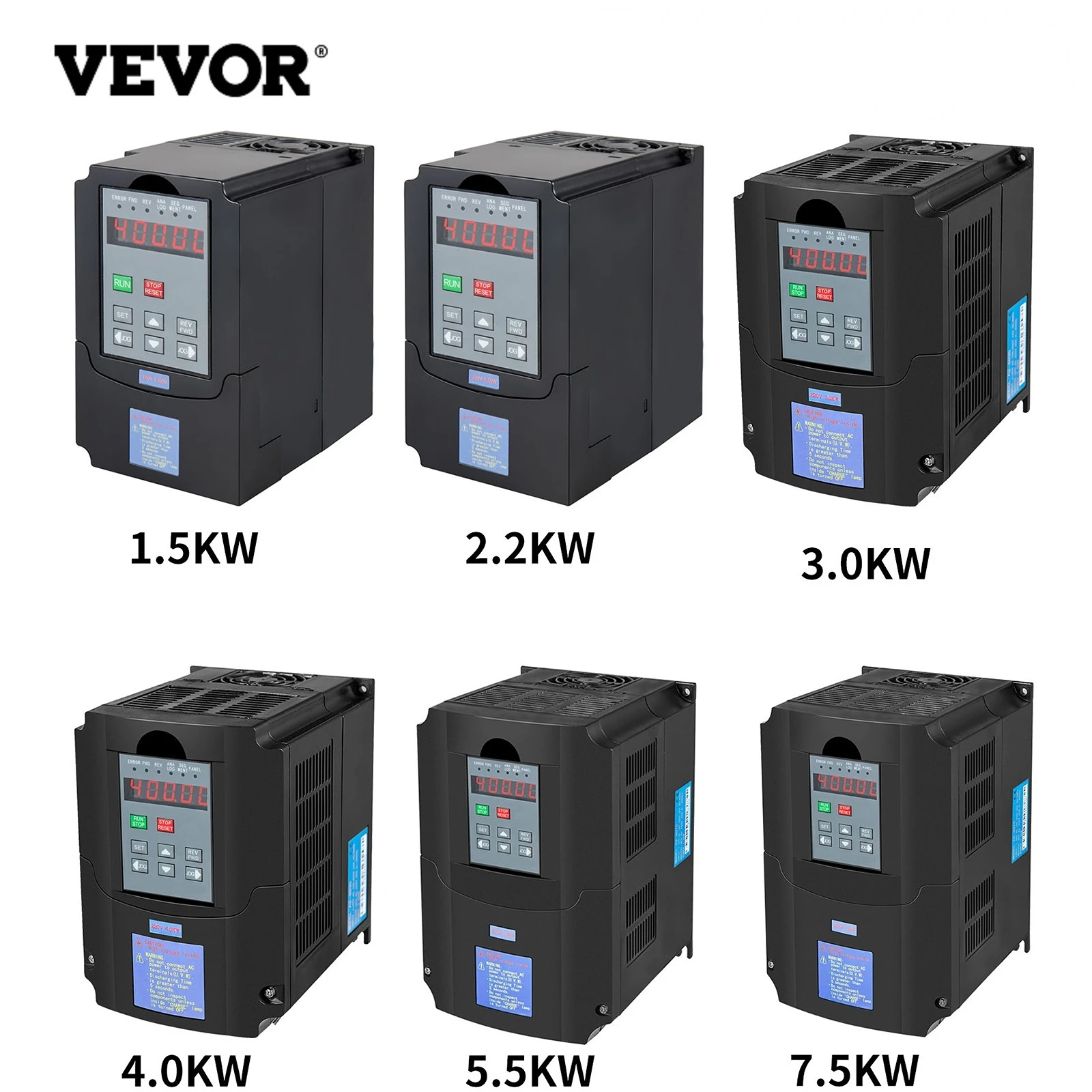

VEVOR VFD Inverter Converter Variable Frequency Drive 1.5/2.2/3.0/4.0/5.5/7.5KW AC 220V 3P Output Speed Controller for Motor CNC