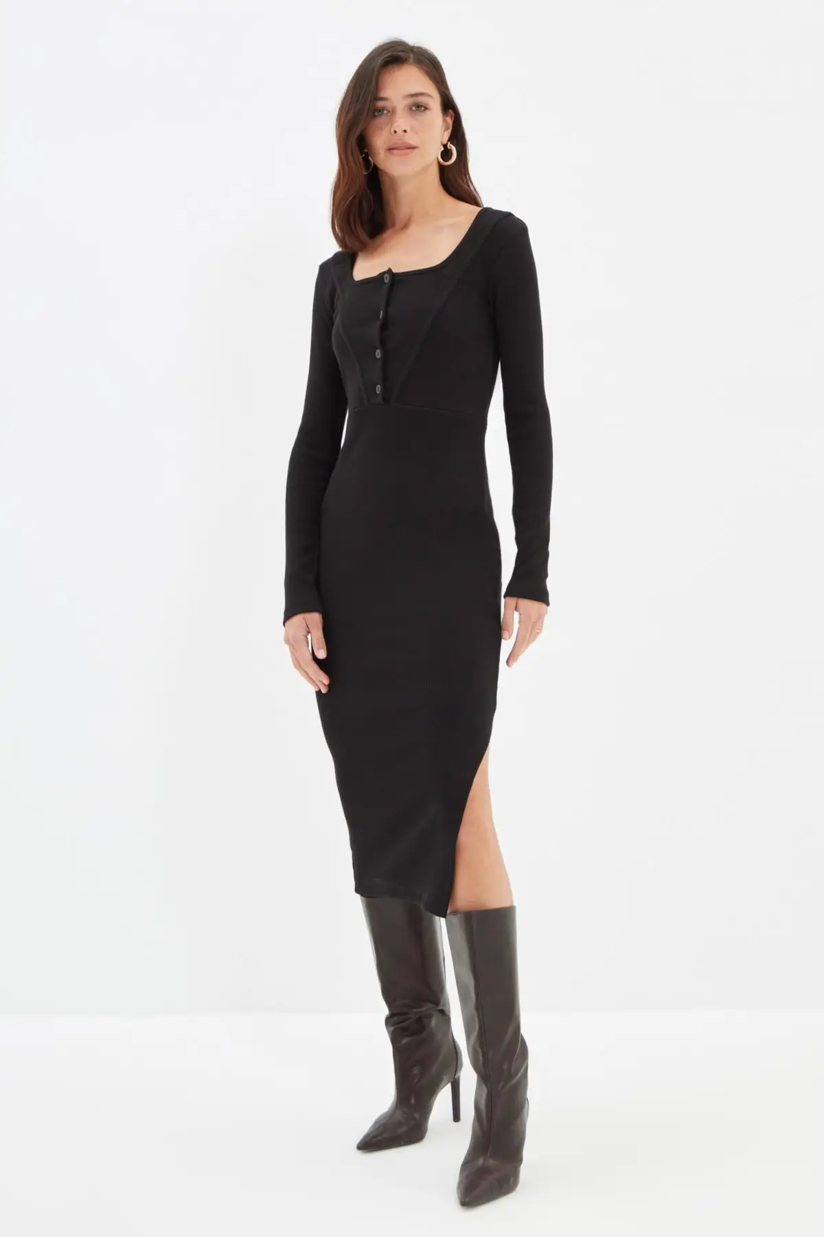 

Trendyol Square Collar Slits Knit Dress TWOAW22EL0431
