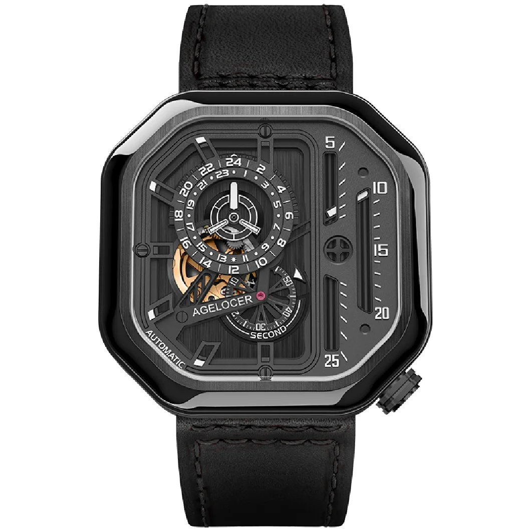 

Men's Mechanical Watches AGELOCER Brand Men Luxury Gulf Sports Automatic Watch Black 50M Waterproof Watch Relogio Masculino