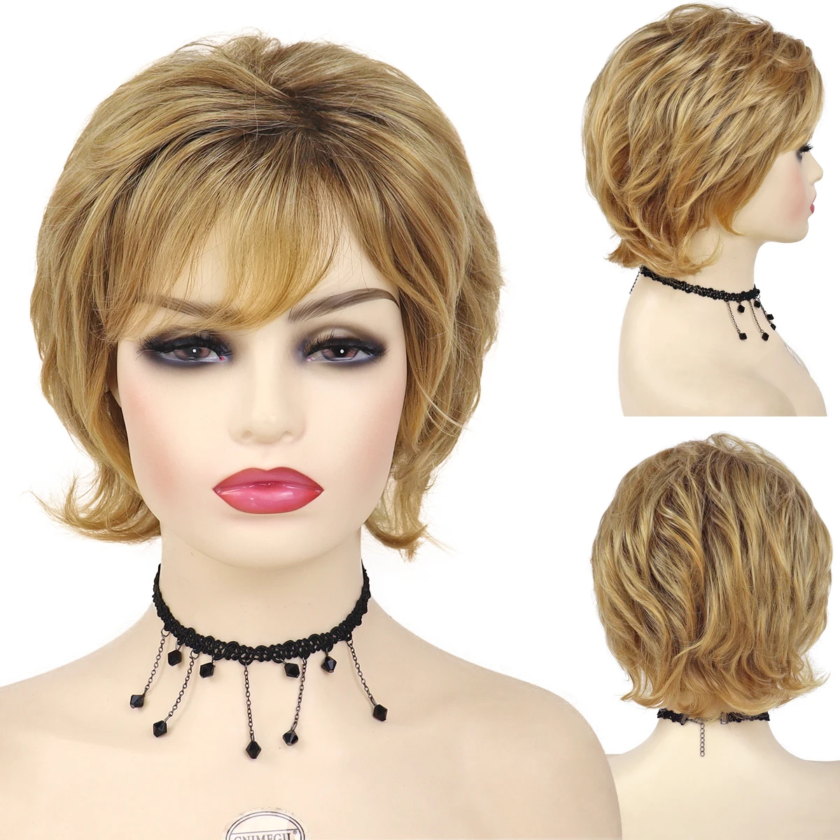 

Синтетический короткий светлый парик GNIMEGIL с челкой женская модель для белых мягких волнистых причесок Боб стрижка натуральные парики