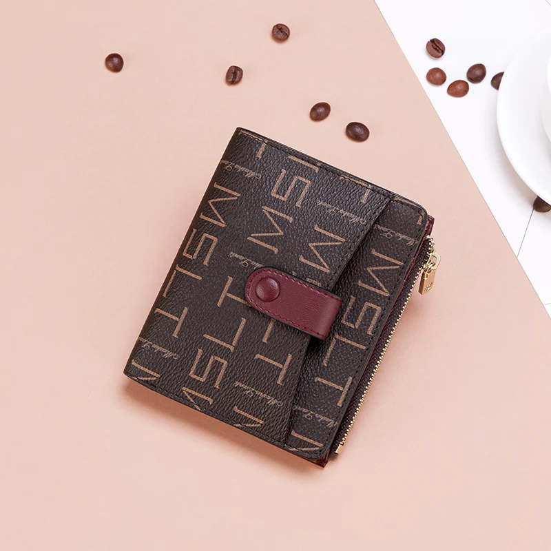 MashaLanti Women Wallet Vintage Luxury Small Mini Card Holder with Coin Pocket Zipper Short Female Purse