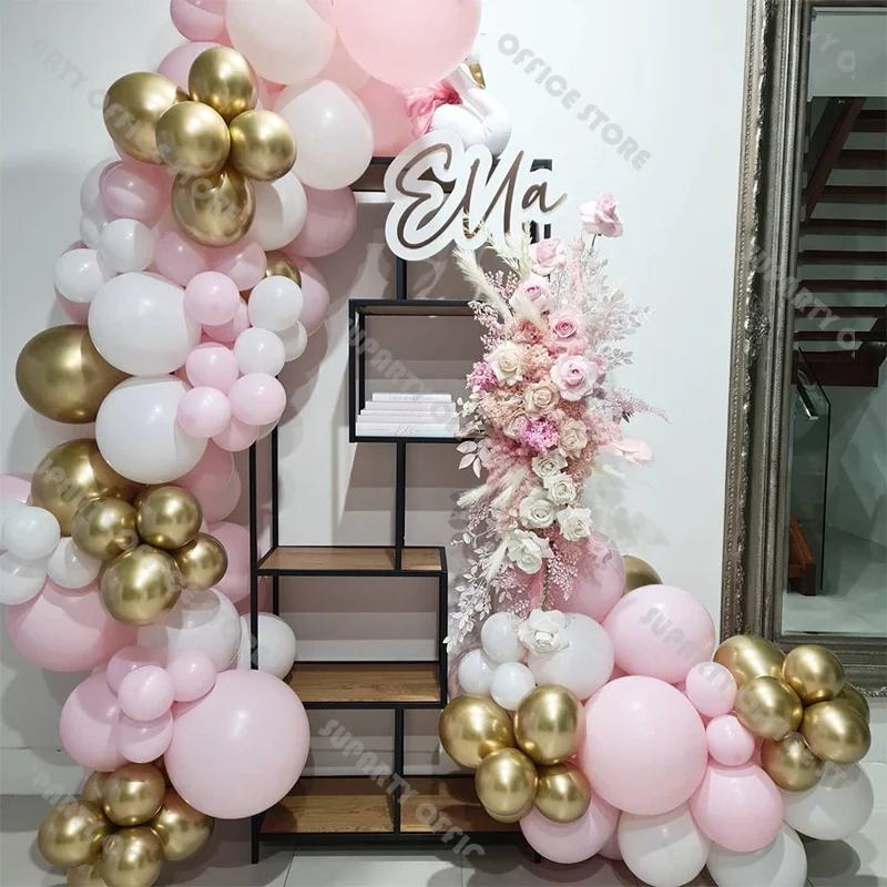 

100 шт., золотистые и розовые воздушные шары