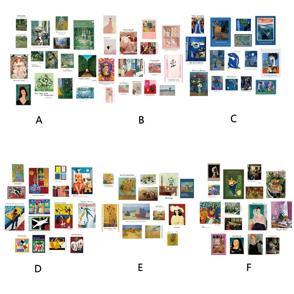

Ins 15 Sheets Art Retro Famous Paintings Postcard Photo Props DIY Collocation Decoration Card Wall Sticker Colour Greeting Card
