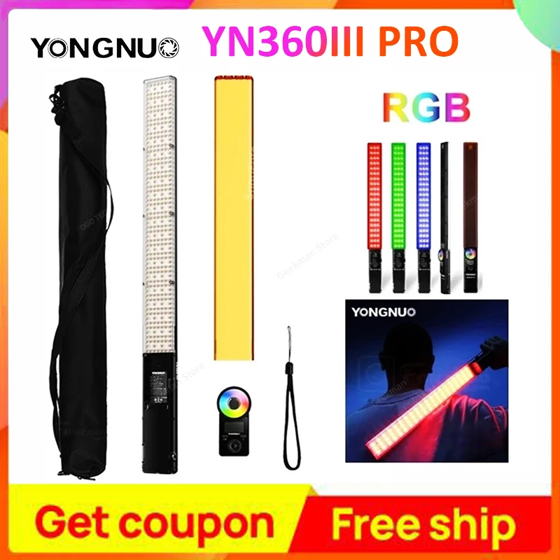 Яркая светодиодная лампа YONGNUO YN360 III PRO 3200K-5500K RGB ручсветильник льник с пультом