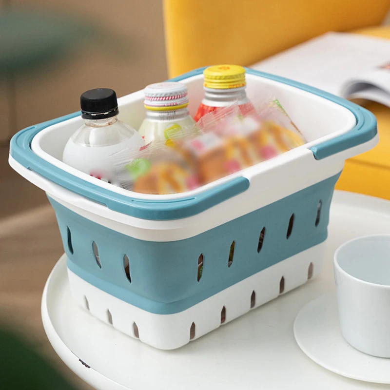 Маленькая складная корзина для белья с ручками пластиковая экономия места