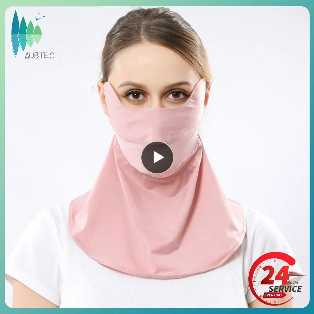 

Sunscreen Mask Ice Silk Open Breathing Hole Design Sunscreen Cap Lightweight And Breathable Icey And Cool Bandage Scarf Helmet