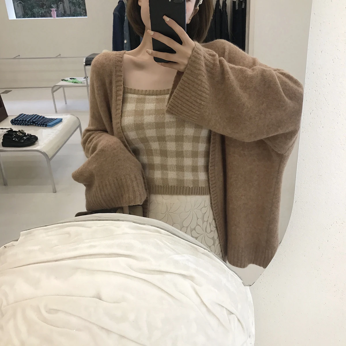 Madofit конопляные бобы/уютный маленький женский ленивый вязаный свитер кардиган