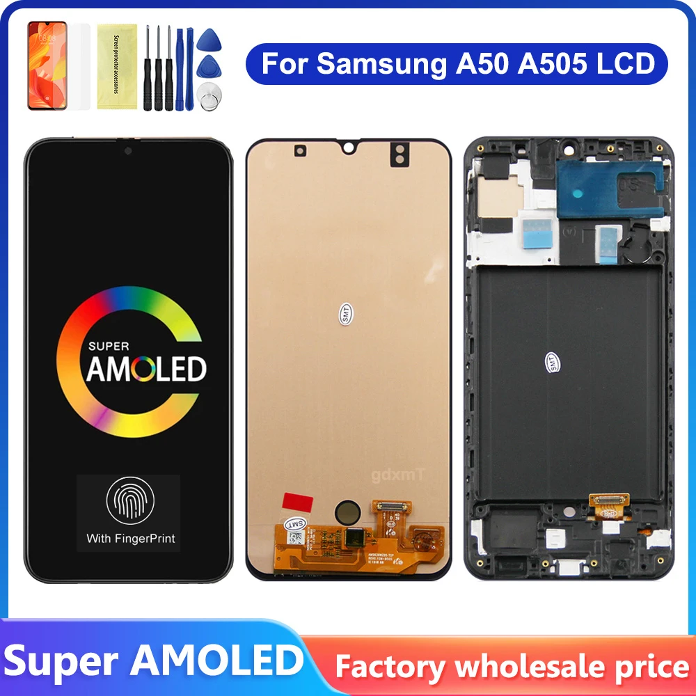 ЖК-дисплей для Samsung Galaxy A50, сенсорный экран с цифровым преобразователем в сборе для Samsung Galaxy A50, a505, A505F/DS, A505F, A505FD, ЖК-экран
