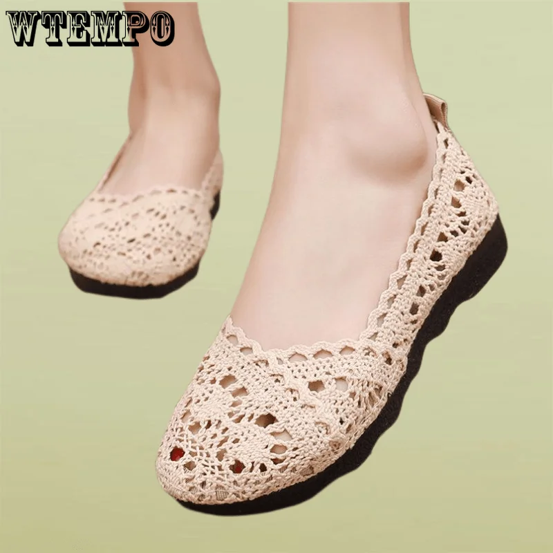 

WTEMPO Women Shoes Fisherman Shoes Mesh Breathable Flat Soft Bottom Ladies Breathable Shoes Flats Shoes Wholesale Dropshipping