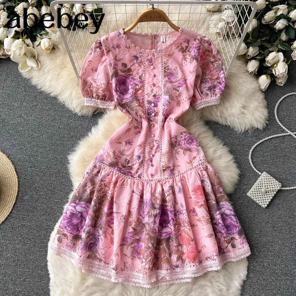 

Женское винтажное платье с оборками, подиумное кружевное Сетчатое платье с цветочной вышивкой, лето