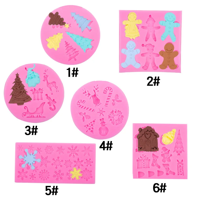 

Christmas Snowflake Tree Elk Set Series Fondant Cake Mold Chocolate Decoration Silicon Mould 15-465