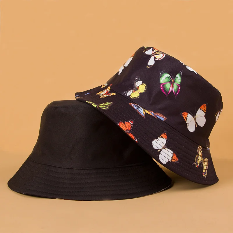 

Double Sided Unisex Bucket Hat Fruit Avocado Prints Fisherman Hat Women Men Outdoor Travel Sunhat Basin Cap