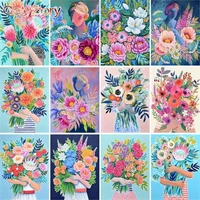 gatyztory 60x75cm diy paint by numbers with frame coloring by numbers flowers girl number painting wall art unique gift handicaf