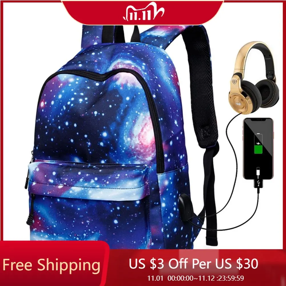 

Galaxy Backpack School College Laptop USB Charging Port Backpack for Teenagers Boys Girls Bags Star Universe Space Bookbags