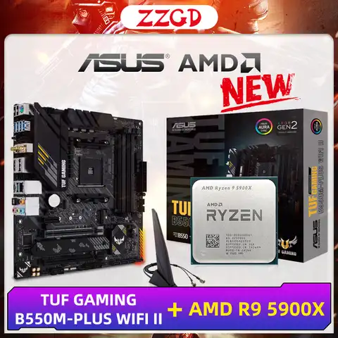 Новый процессор AMD Ryzen 9 5900X R9 5900X + ASUS TUF GAMING B550M PLUS (Wi-Fi), комплект материнской платы II DDR4 AM4, 128 ГБ ОЗУ, аксессуары