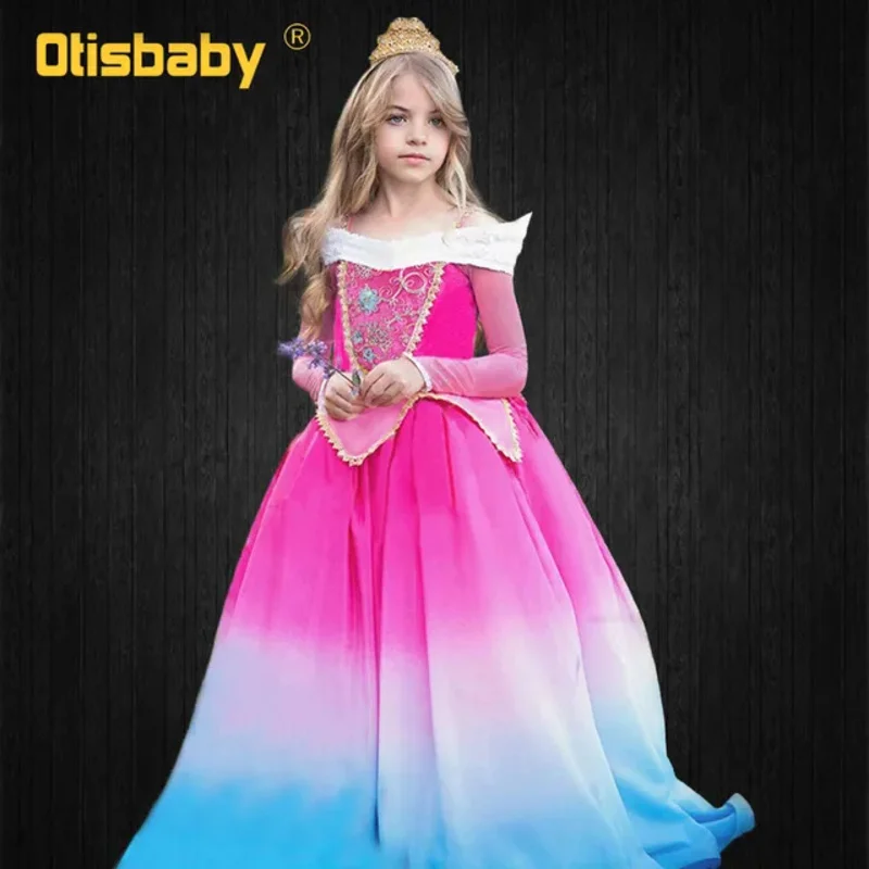 Новое детское розовое платье Авроры рождественское принцессы Спящей красавицы