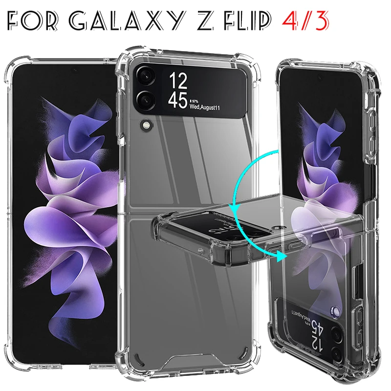 

Soft Silicon TPU/PC Celular Case for Samsung Galaxy Z Flip 4 Fundas Capa Shockproof Crystal Clear Shell Back Cover for Z Flip 3