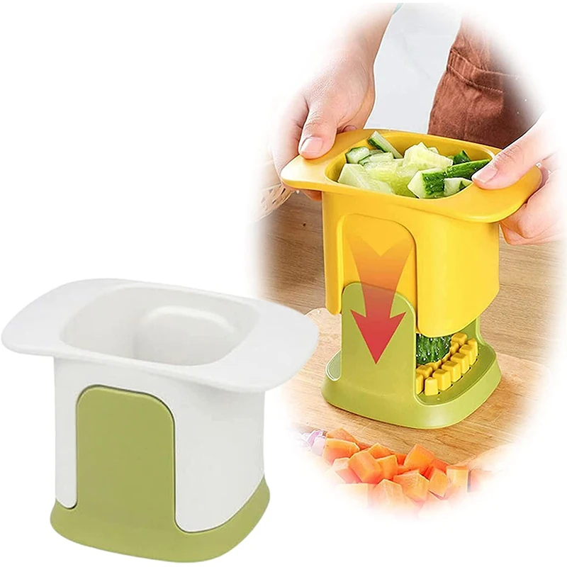 

2-in-1 Vegetable Chopper Dicing Slitting Tool Hand Pressure Potato Carrot Onion Dicer Slicer Chopper Chips Cutting Box Gadgets