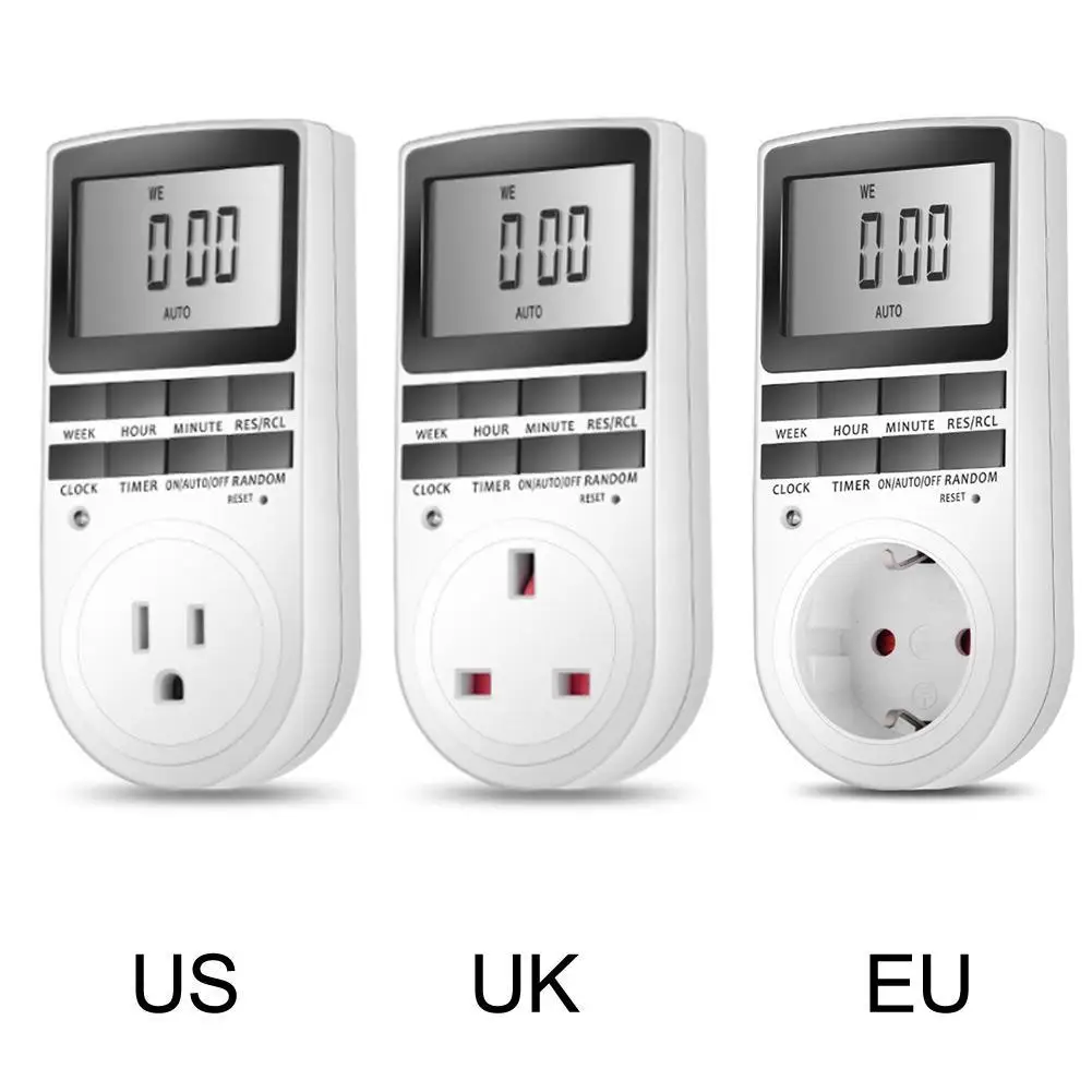 

Super LCD Display Digital Weekly Programmable Electrical Wall Plug-in Power Socket Timer Switch Outlet Time Clock 220V 110V AC