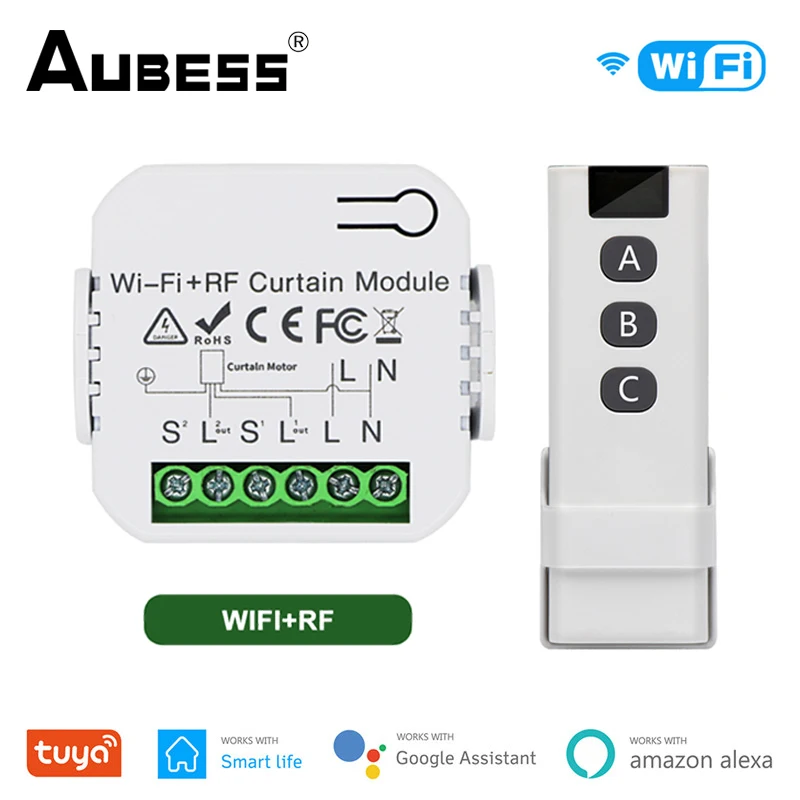 

Tuya WiFi RF433 Blind Curtain Switch with Remote for Electric Roller Shutter Work with Smart Life Alexa Google Home Smart Home