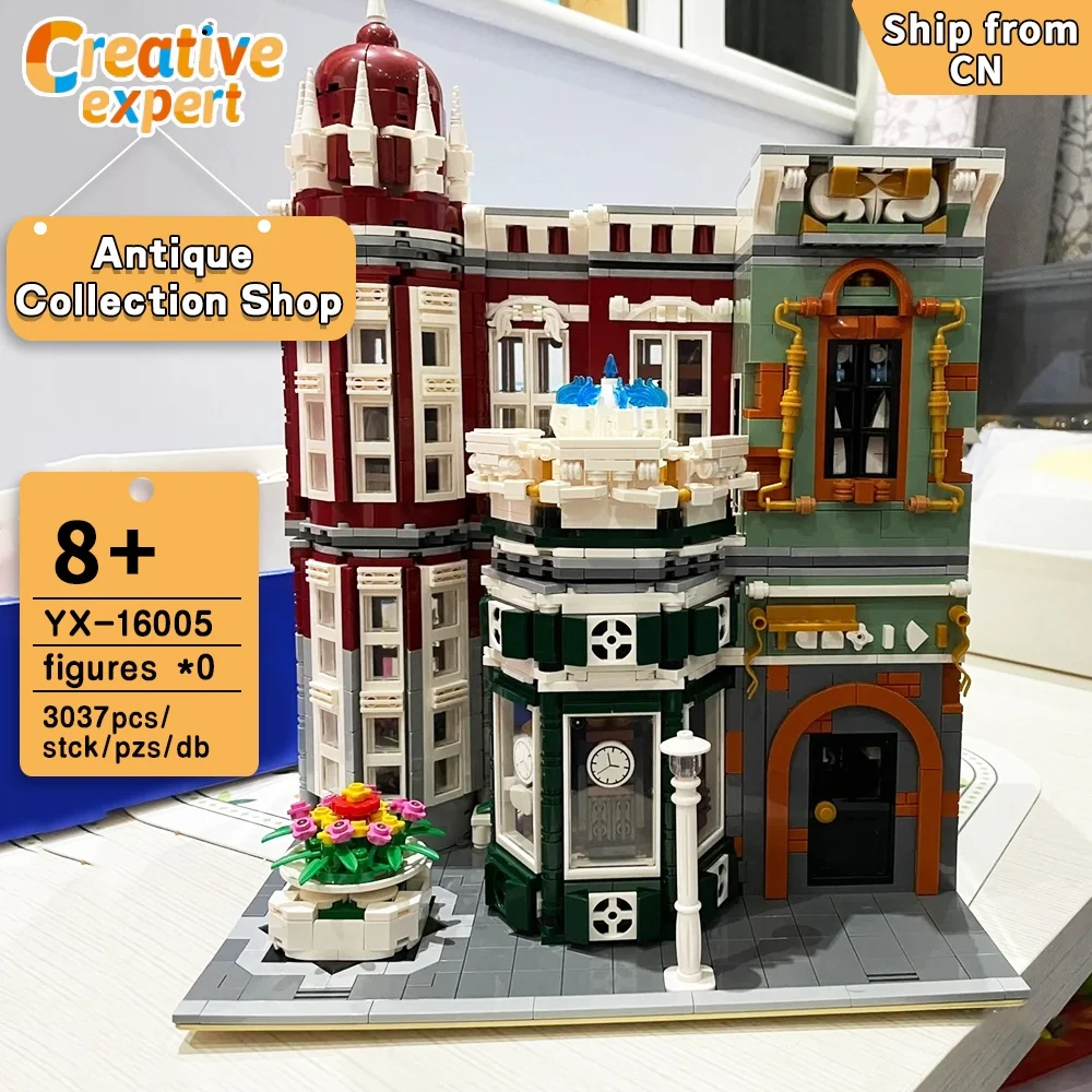 

Creative Expert Moc Antique Collection Shop City Street View Bricks Modular House Model Buildling Blocks 16005 3037pcs Toys Gift