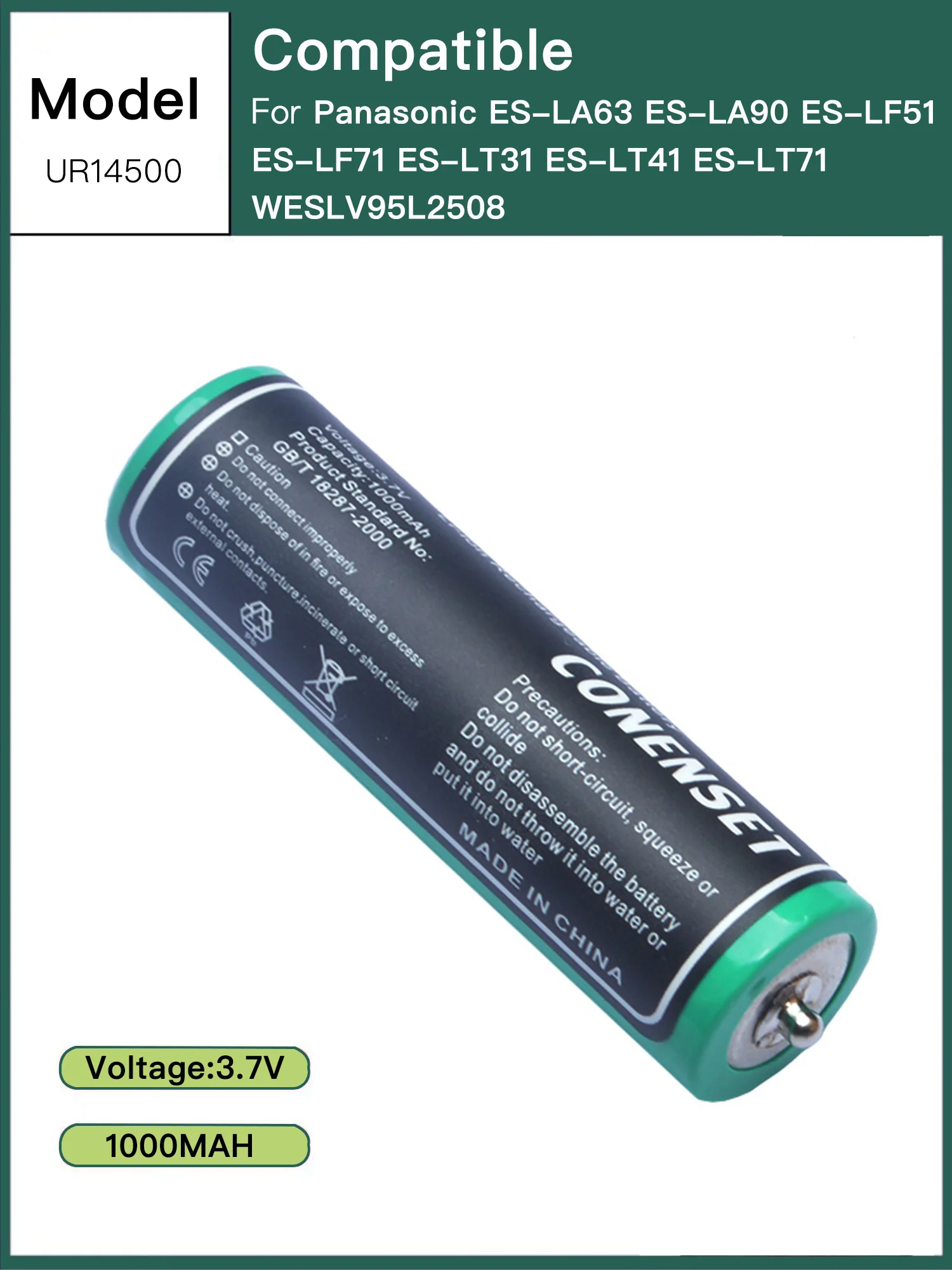 Фото Аккумулятор для бритвы 3,7 В, 1000 мАч для Panasonic ES-LA63 ES-LA90 ES-LF51 ES-LF71 ES-LT31 ES-LT41 ES-LT71 ESRF31 ESRF41 ES-LV9N №1