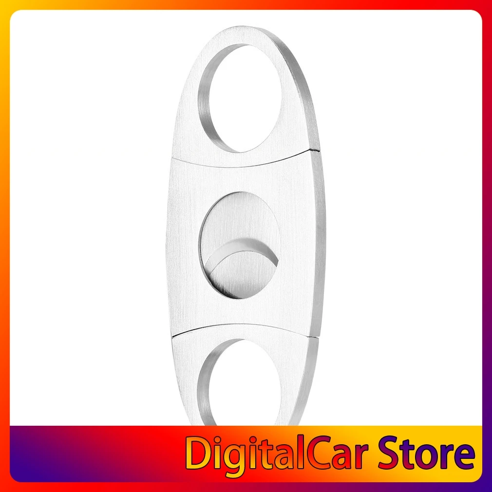 

Pocket Size Classic Comfortable Grip Stainless Steel Double Blade Cigar Cutter Knife Scissors Shears For Cigar Cutting Silver