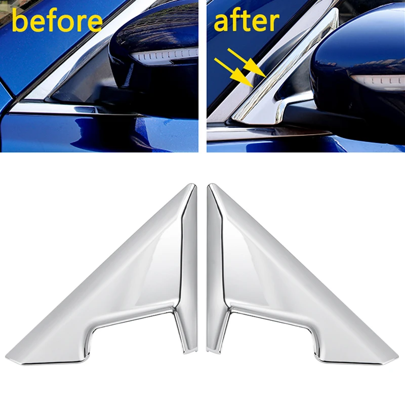 2pcs Car Side Mirror Door Window A-pillar Triangle Trim Frame Cover for Nissan X-trail Rogue T32 2014-2019 Auto Exterior Sticker |