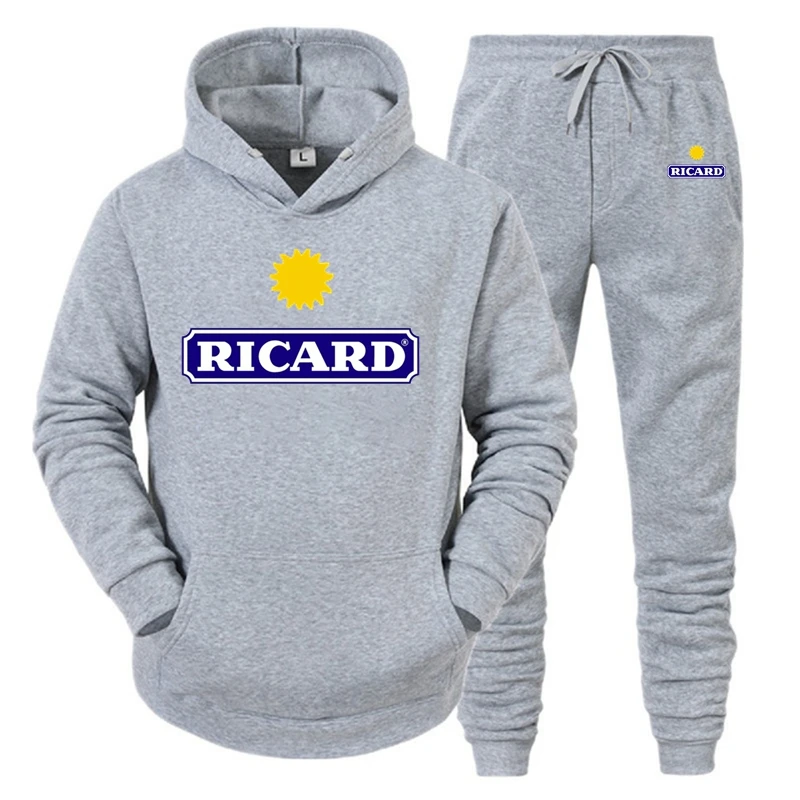 

Men's Sets Hoodies+Pants Fleece Tracksuits Stamp Pullovers RICARD Jackets Sweatershirts Sweatpants Hooded Streetwear Outfits