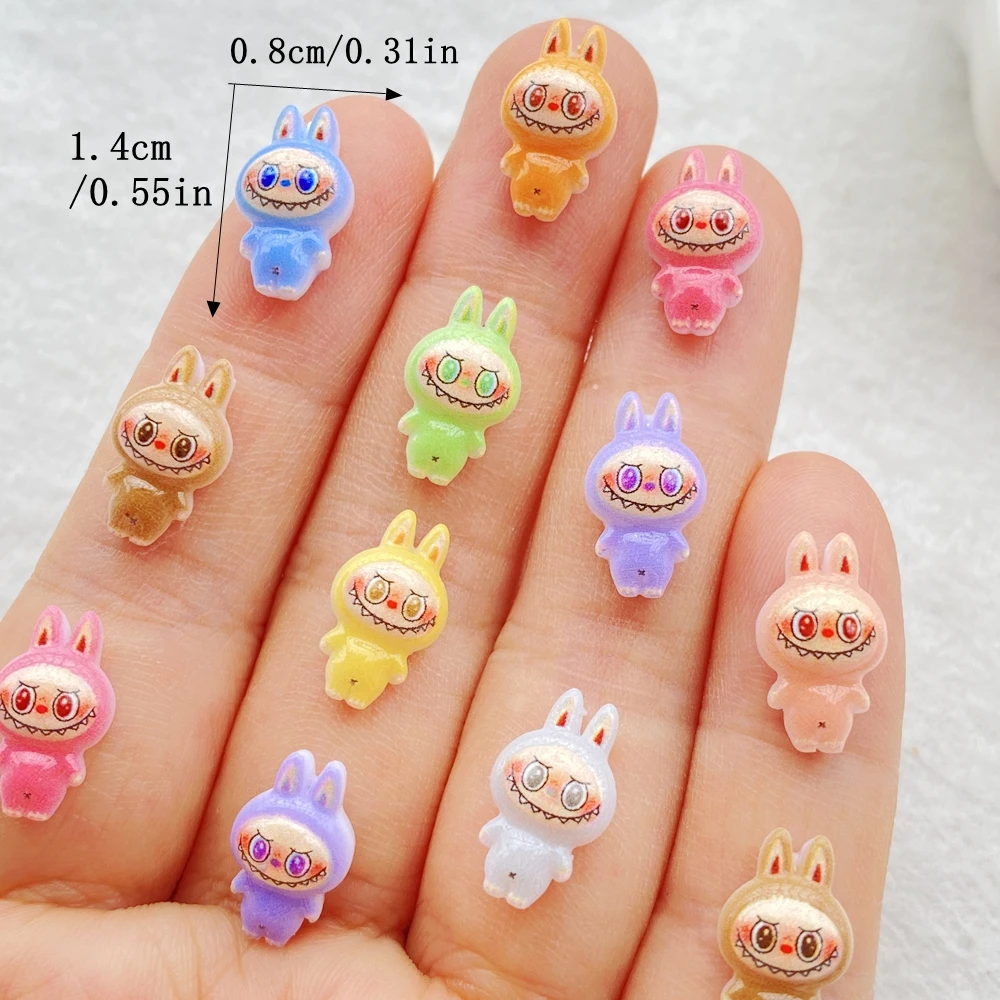 

50 шт., красочные мини-мультяшные животные из смолы, кролик, дизайн ногтей с плоской задней частью, стразы, фигурки, сделай сам, миниатюры, декор для скрапбукинга, поделки