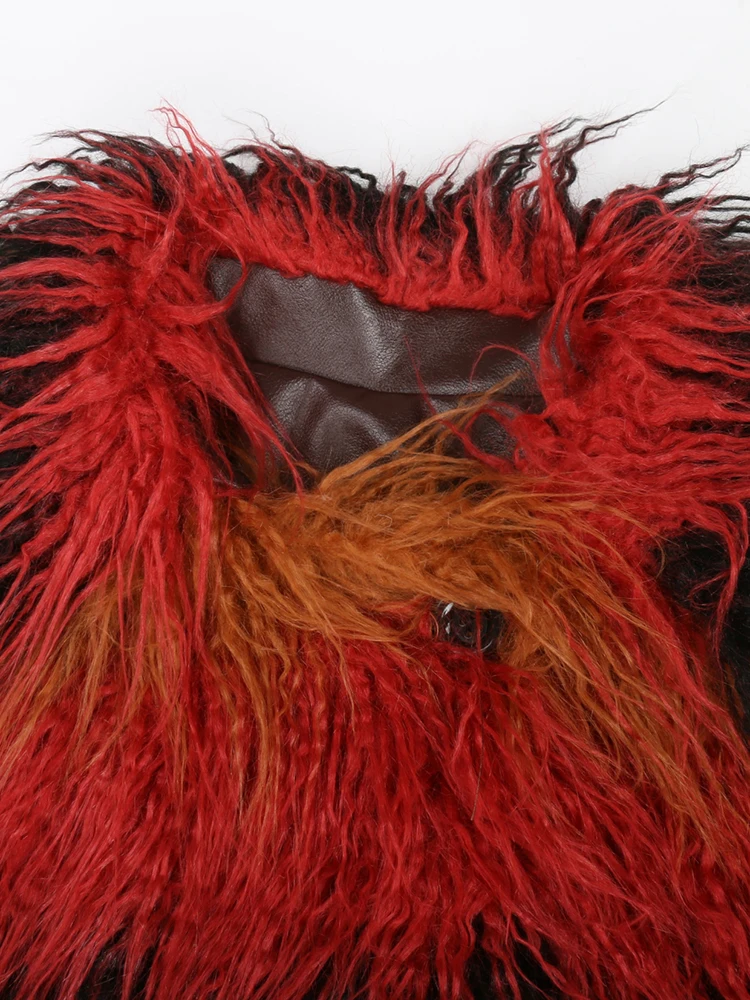 Nerazzurri Зимний длинный негабаритный красочный толстый теплый мохнатый тренч из