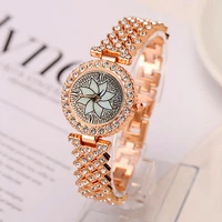 shsby gold jewelry watches casual quartz bracelet watch lady flower rhinestone clock women luxury crystal dress wristwatch