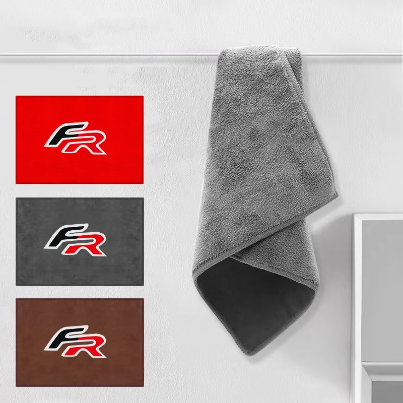 

High-End Coral Suede Car Wash Towel Microfiber Cleaning Rag Cloth For SEAT FR logo Car Styling Accessories